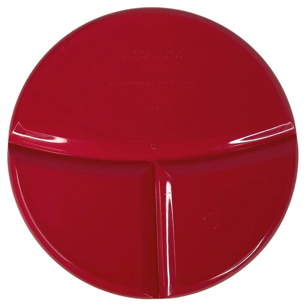 New Tupperware Munchkids Divided Plate With Lid Plastic Red 3-Section Microwave